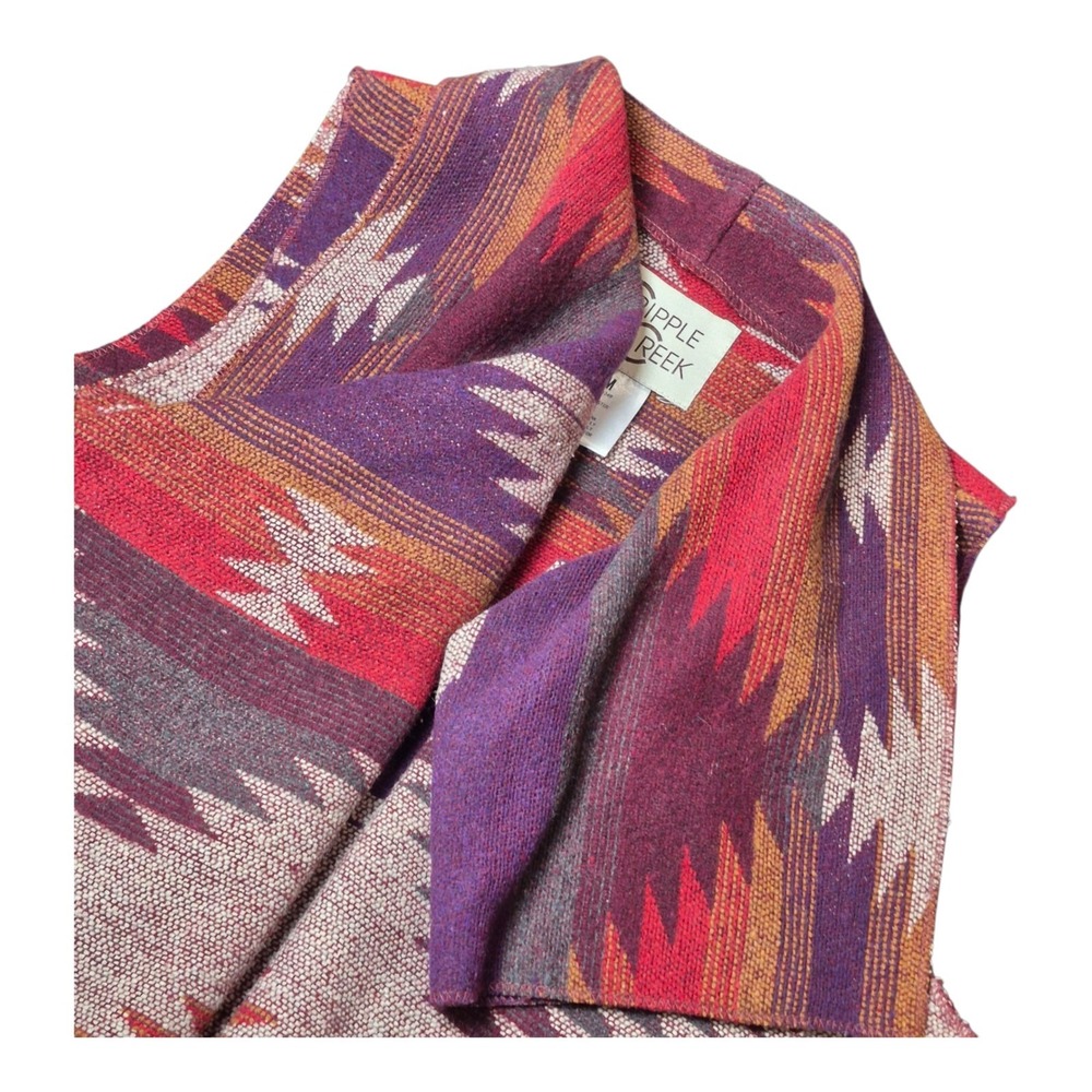 Cripple Creek Women's M Southwestern Aztec Open Front Vest Drape Boho Western
